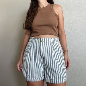 American Eagle pleated stripe shorts